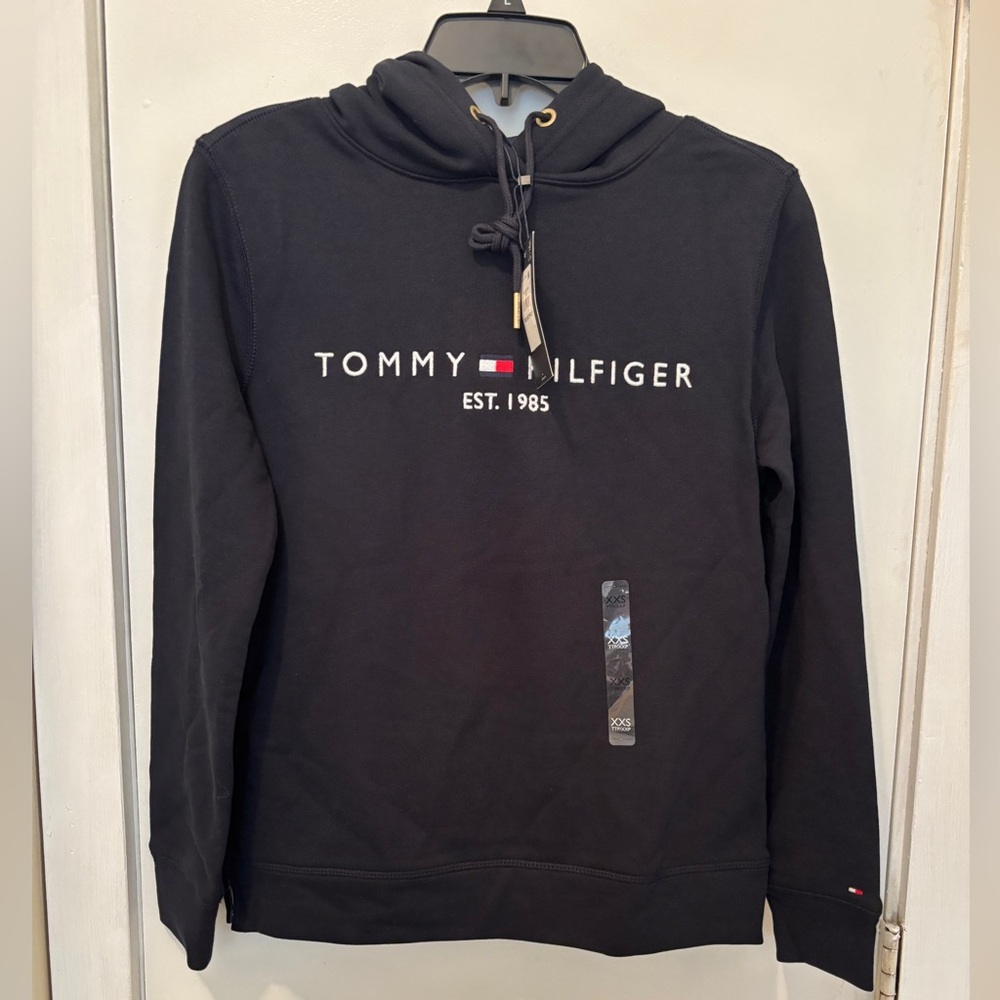 Tommy Hilfiger: Women's Embroidered Tommy Logo Hoodie, Color: Navy, Size: XXS